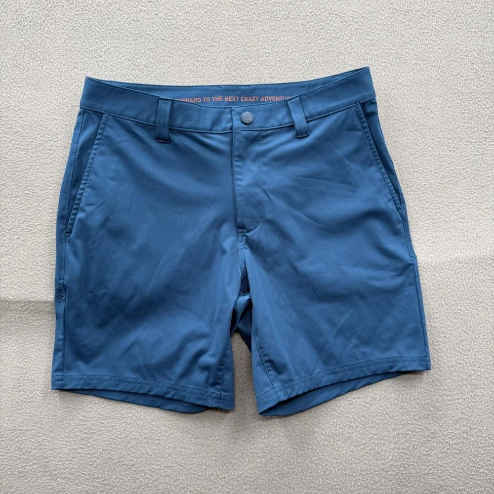 Rhone Shorts Mens 30 Blue Chino Polyester Microfiber 7 Inseam Travel Casual